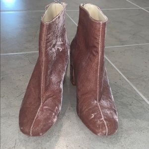 Pink Velvet Booties